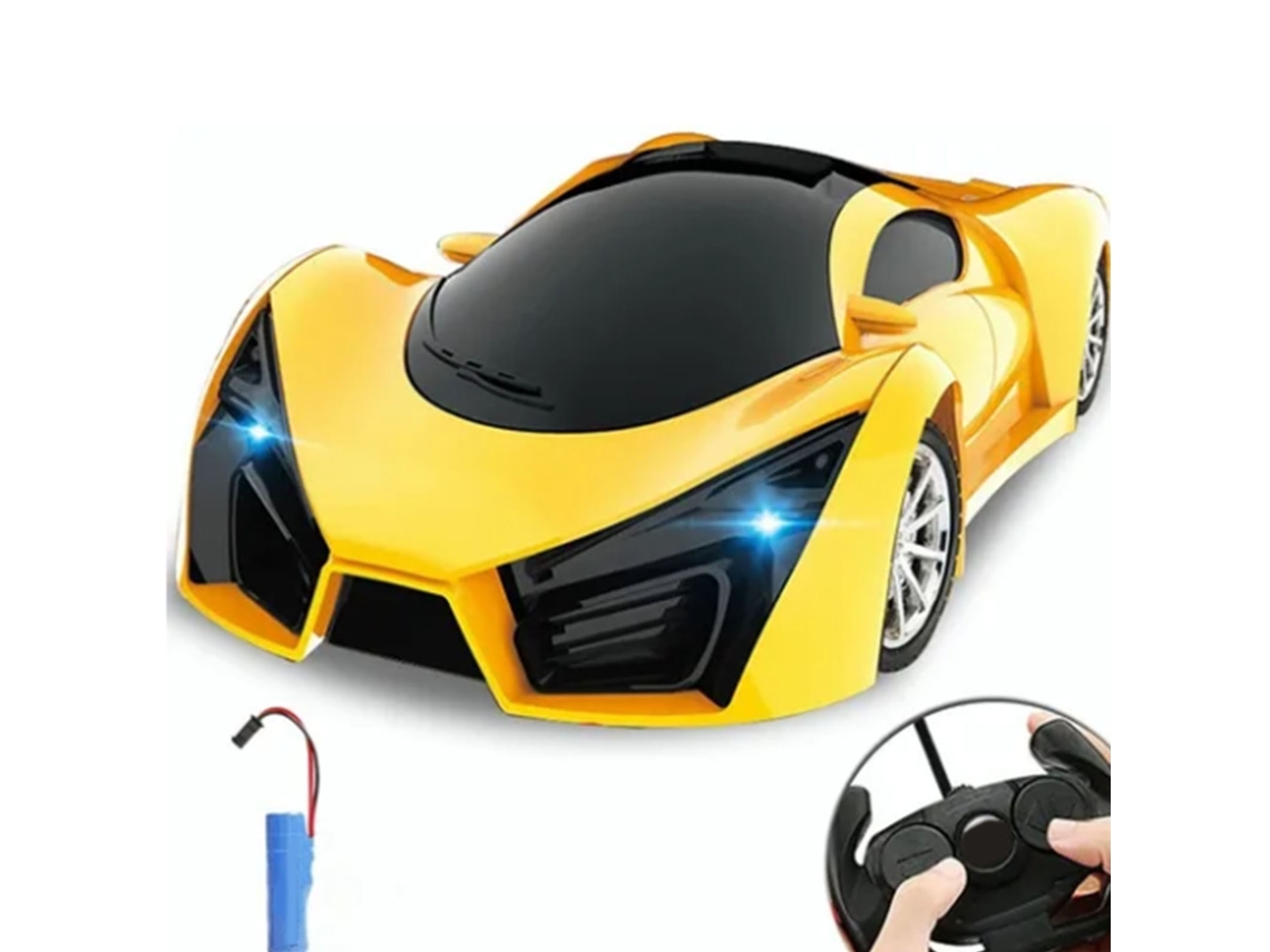 Coche de carreras deportivo Mali recargable a control remoto 1:16, color amarillo, ABS, juguete de carreras para exteriores