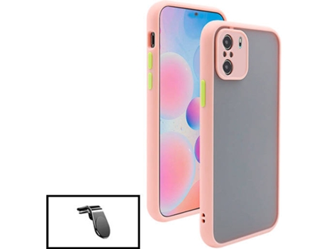 Kit Funda Anti-Choque Cámara Protection y Soporte Magnético L Safe Driving Coche Xiaomi Poco F3 PHONECARE Rosa