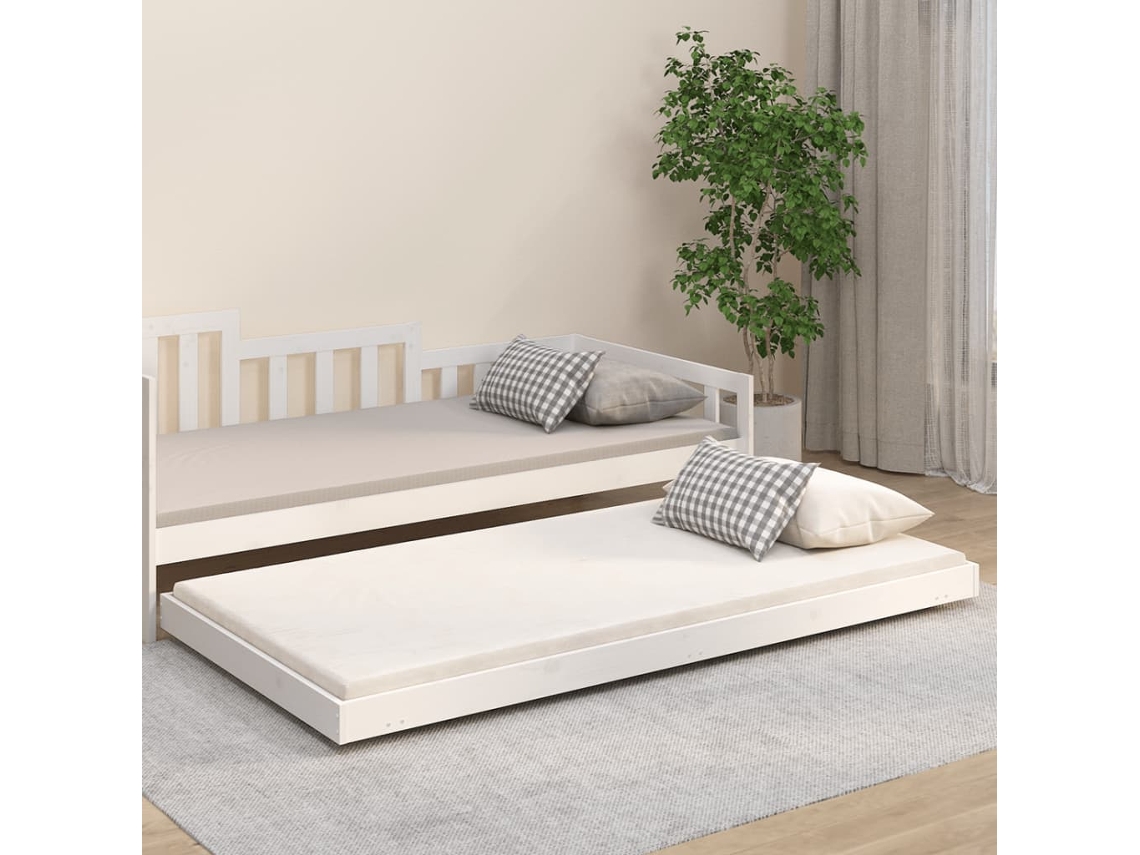 Cama Sin Colchón Madera Maciza De Pino Blanca 80x200 Cm