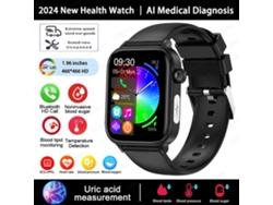 Reloj inteligente con diagnóstico médico con IA y monitorización de glucosa en sangre, pantalla táctil HD de 1,96 pulgadas MDUG (negro)