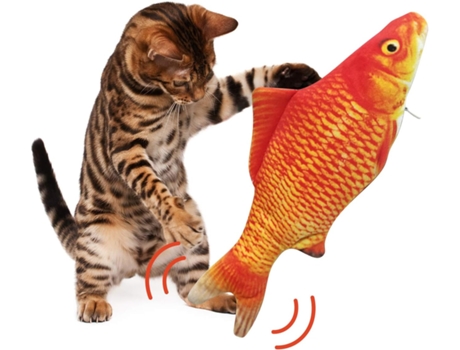 Juguete de pez gato, juguete de peluche de hierba gatera, juguete de pez de simulación de movimiento electrónico recargable por USB con hierba gate...