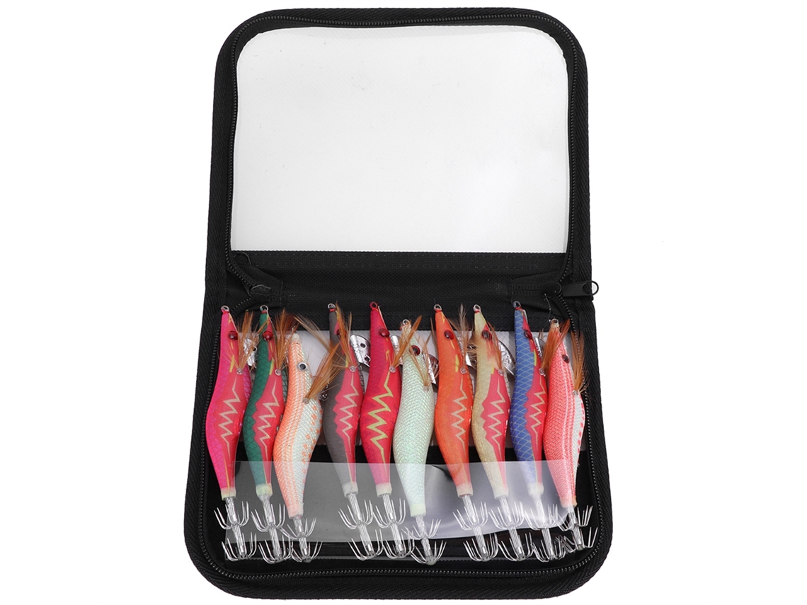 Cebo De Camarón Y Calamar Para Pesca (10 Piezas Con Caja 13,5 Cm)