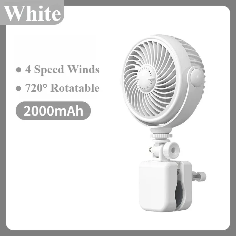 Ventilador De Mano Blanco Para Gimnasio Con 4 Velocidades De Viento.