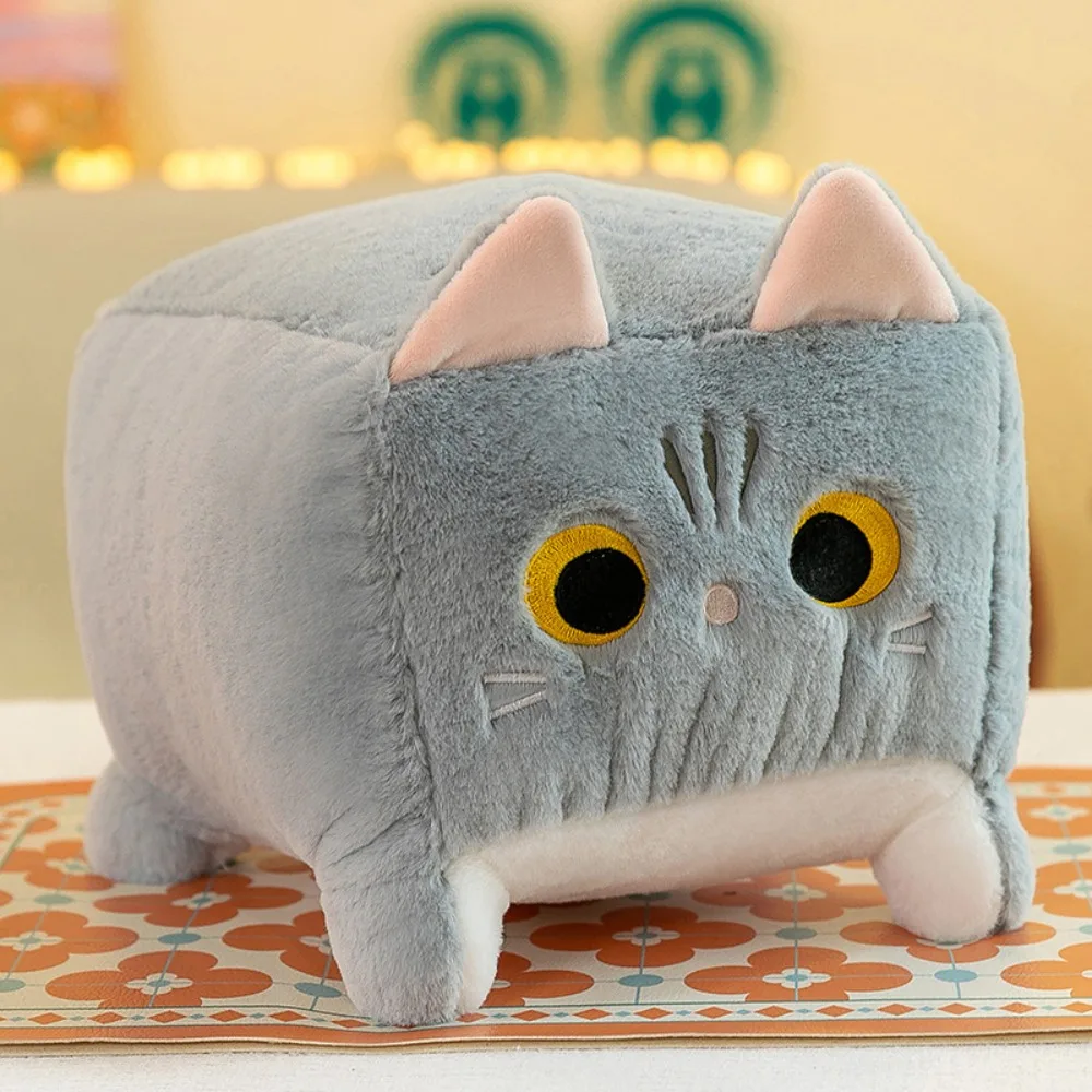 (gris - 25 Cm) Juguete De Peluche Cuadrado Para Gato, Cojín Suave