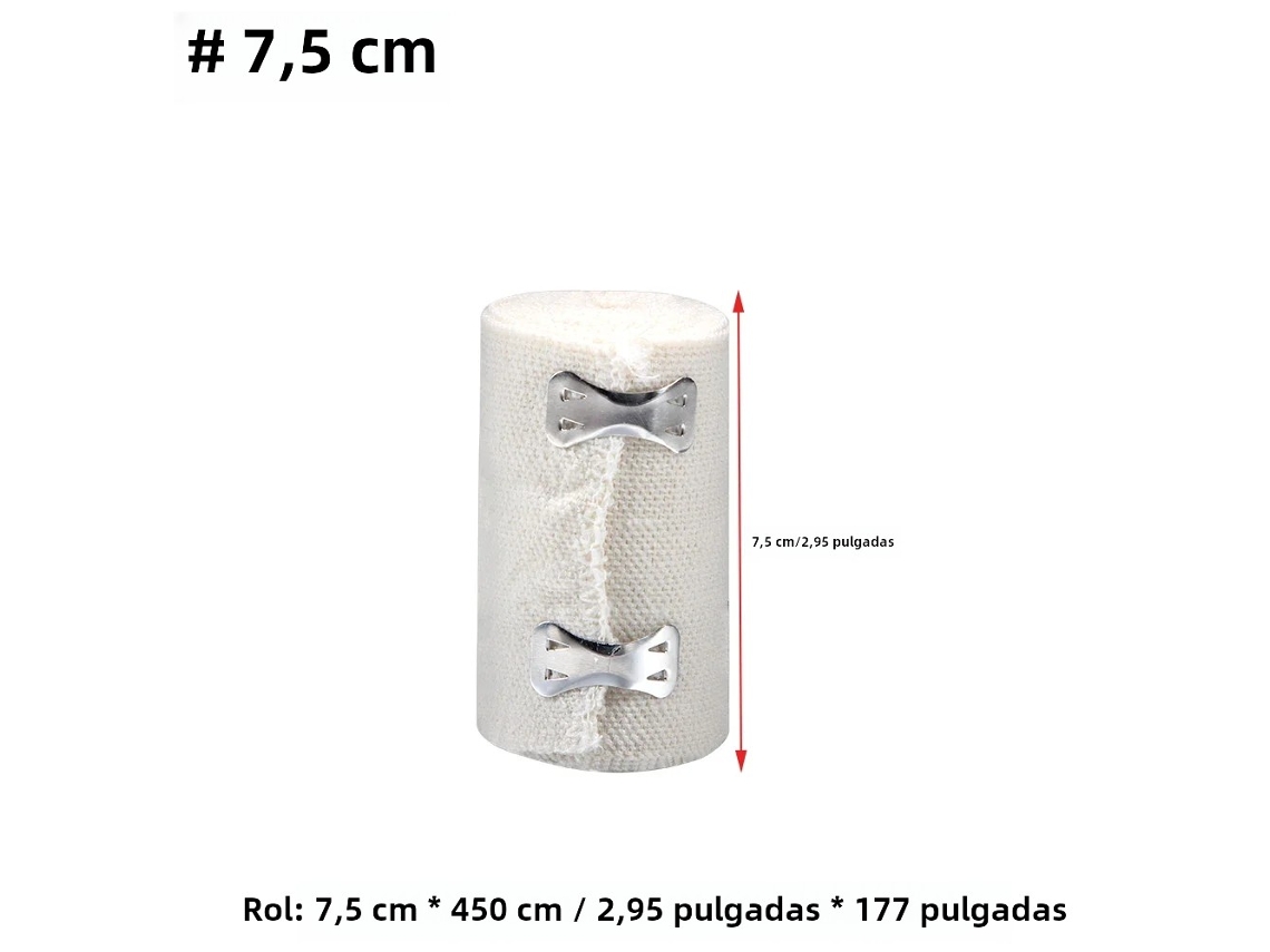 (7,5 Cm) 1 Rollo De Vendaje De Compresión Elástica Con Velcro, Cinta De Soporte Deportivo, Adecuada Para Tobillos.