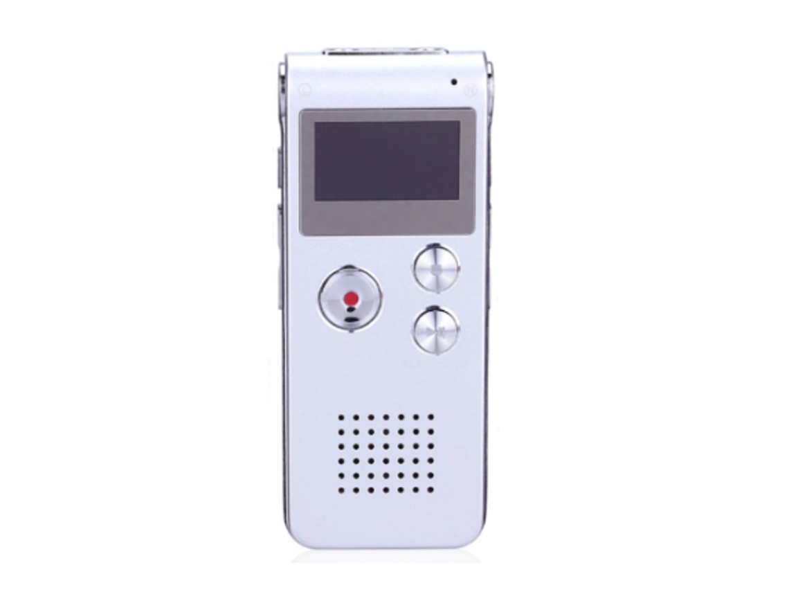 Grabadora de voz digital para conferencias, reuniones y entrevistas. Mini dictáfono portátil de 32 GB con reproducción de cinta, USB y MP3 Yizhood (plateado).