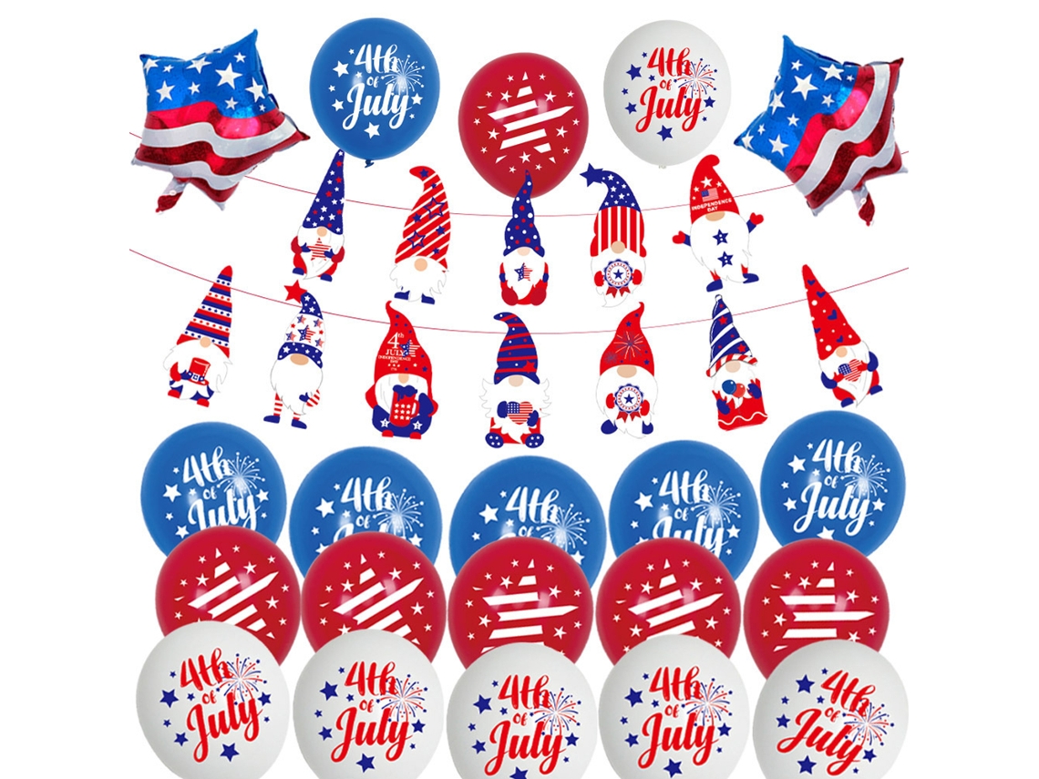 Juego De Decoración Patriótica, 22 Piezas, Rojo, Azul, Blanco, Para La Fiesta Del Día De La Independencia Del 4 De Julio.