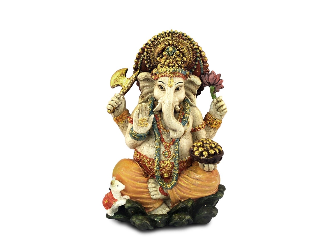 Signes Grimalt - Figuras Decorativas | Figura Dios Ganesha Resina - 16 x 9 x 10 cm | Color: Blanco BY SIGRIS