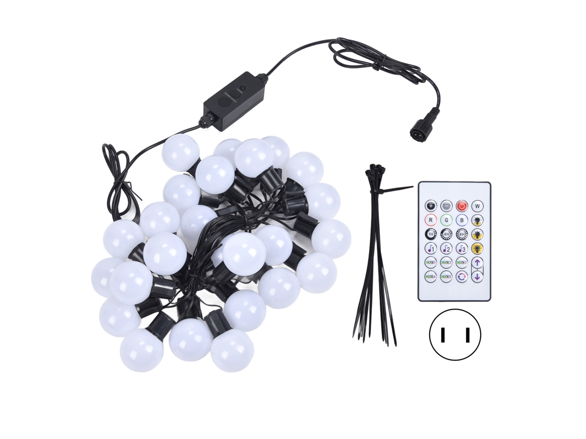 Tiras De Luces Led Rgb G40 De 25 Led, 5 M/16,4 Pies, Ip65, Control Por Aplicación/remoto Para Decoración De Fiestas Y Jardines.