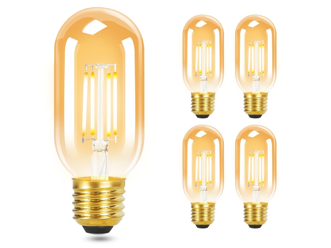 Paquete de 4 bombillas LED E27 T45 vintage, 4 W, 2700 K, estilo Edison, de vidrio de bajo consumo, color blanco cálido, ZMH