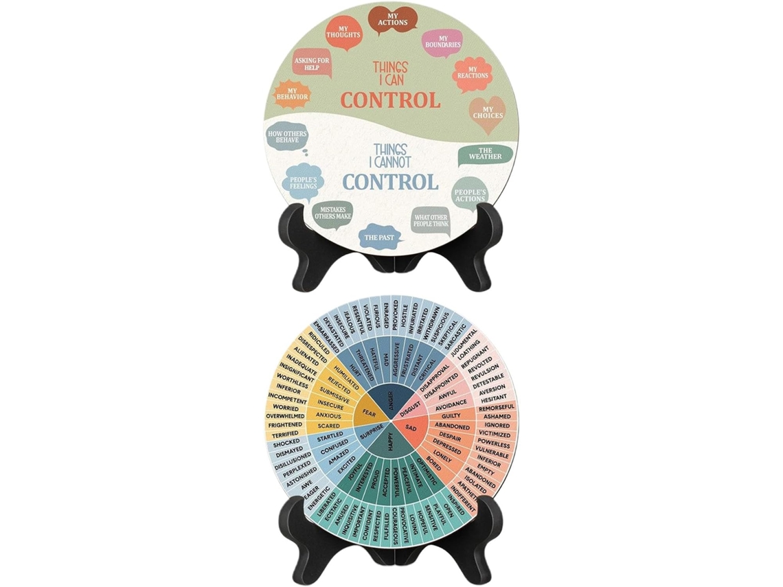 2 diagramas emocionales para la salud mental con apoyo, póster "Rueda de las emociones", decoración de oficina