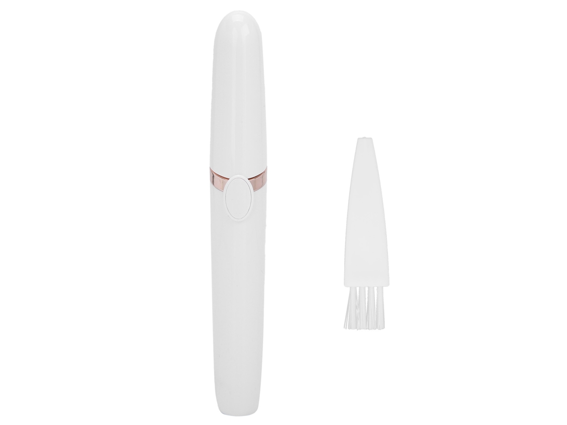 Recortadora eléctrica de cejas para mujer, máquina de depilación facial a pilas, segura y portátil, blanca.