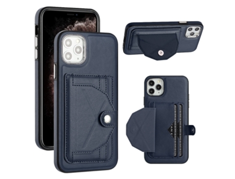 Funda Mobile Phone Cases Shockproof With Card para iPhone 11 Pro Max Piel Marrón