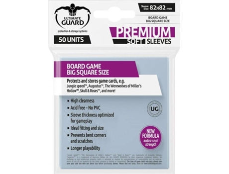 Conjunto de 50 fundas para cartas ULTIMATE GUARD Premium Soft for Cards Big Square (8 años)