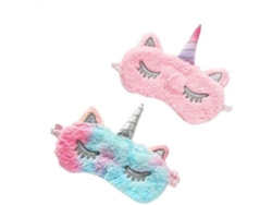 Máscara Para Ojos De Unicornio Suave De Peluche Para Niños, 2 Unidades Para Dormir Y Bloquear Luz
