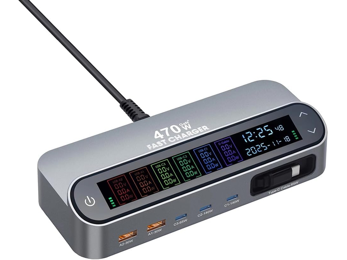 Cargador De Escritorio Multipuerto Gan De 140 W, Cable De Carga Actualizable A 65 W, Enchufe Europeo.