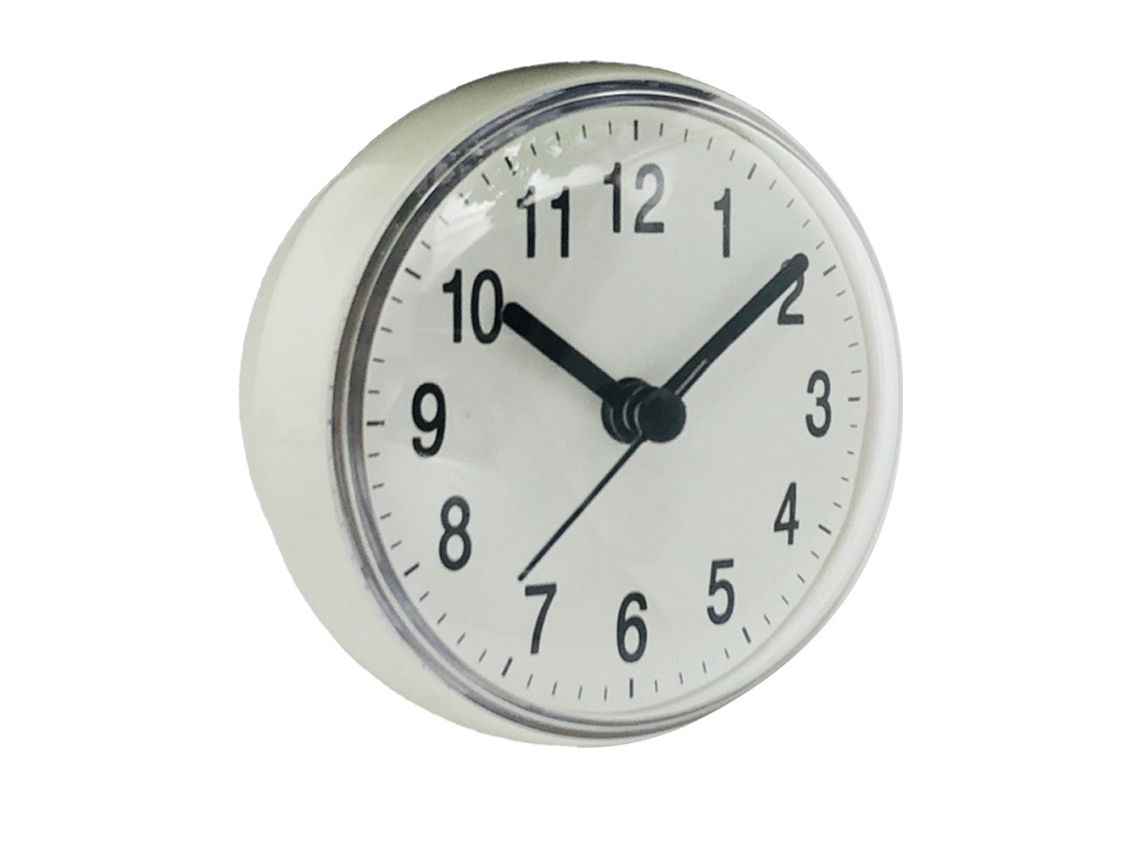 Reloj de pared mini con ventosa para baño, resistente al agua y la niebla Kofihety