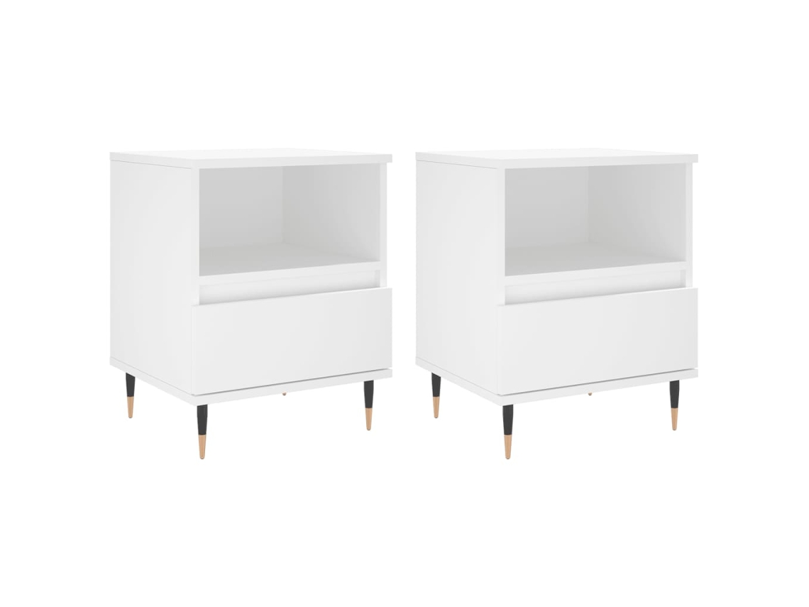 Juego de 2 mesitas de noche con detalles en madera blanca MAISON EXCLUSIVE (40x35x50 cm)