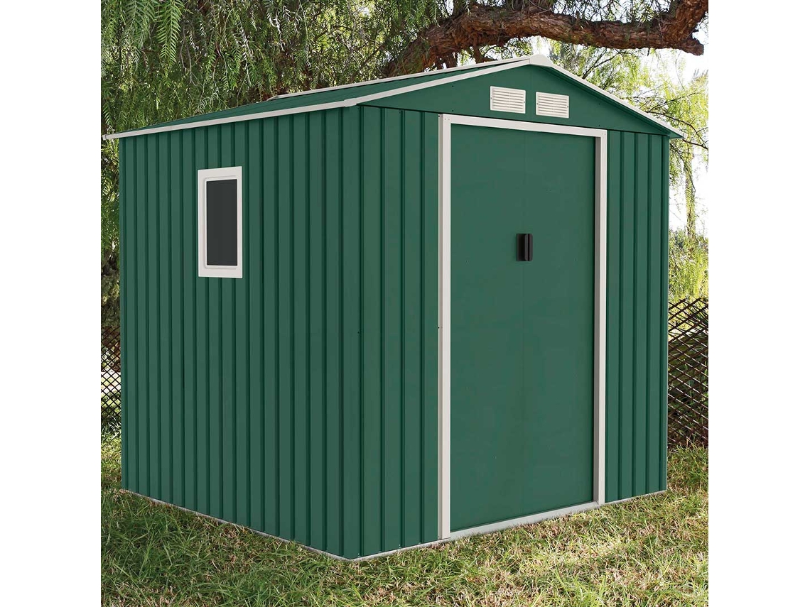 Caseta Metálica High Door Menorca Verde - Amplio Almacenamiento 2,14x2,045x1,94 M / Multicolor