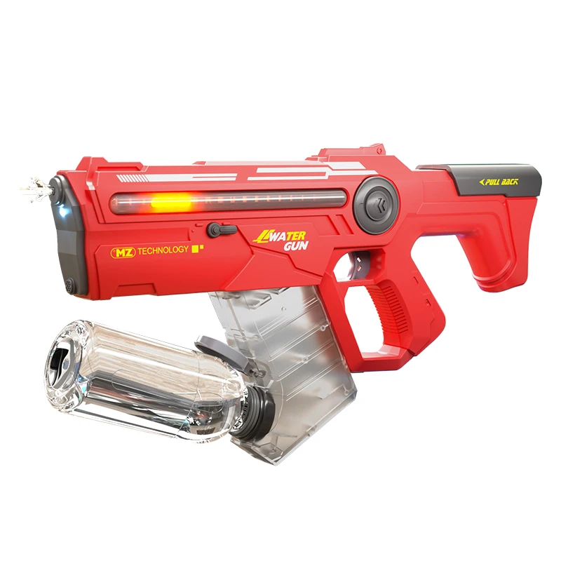 (rojo) Pistola De Agua Eléctrica Con Función Automática De Succión De Agua, Equipada Con Batería Y Cable De Carga Usb.