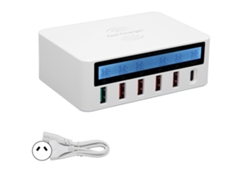 Cargador Multi-puerto Inalámbrico Inteligente De Carga Rápida Con Pantalla Led, Cargador De Teléfonos Móviles Usb De 6 Puertos Y 50w