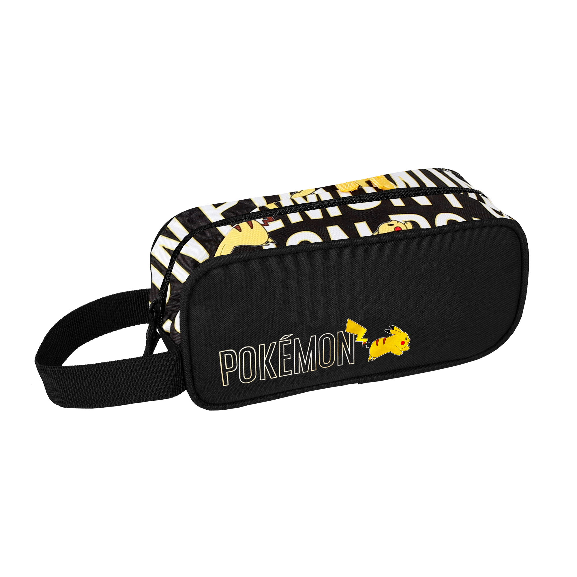 Estuche Gamer Case pokemon diseño pikachu con asa lateral portatodo 1 compartimento interior forrado y cierre de cr multicolor 11x24x10