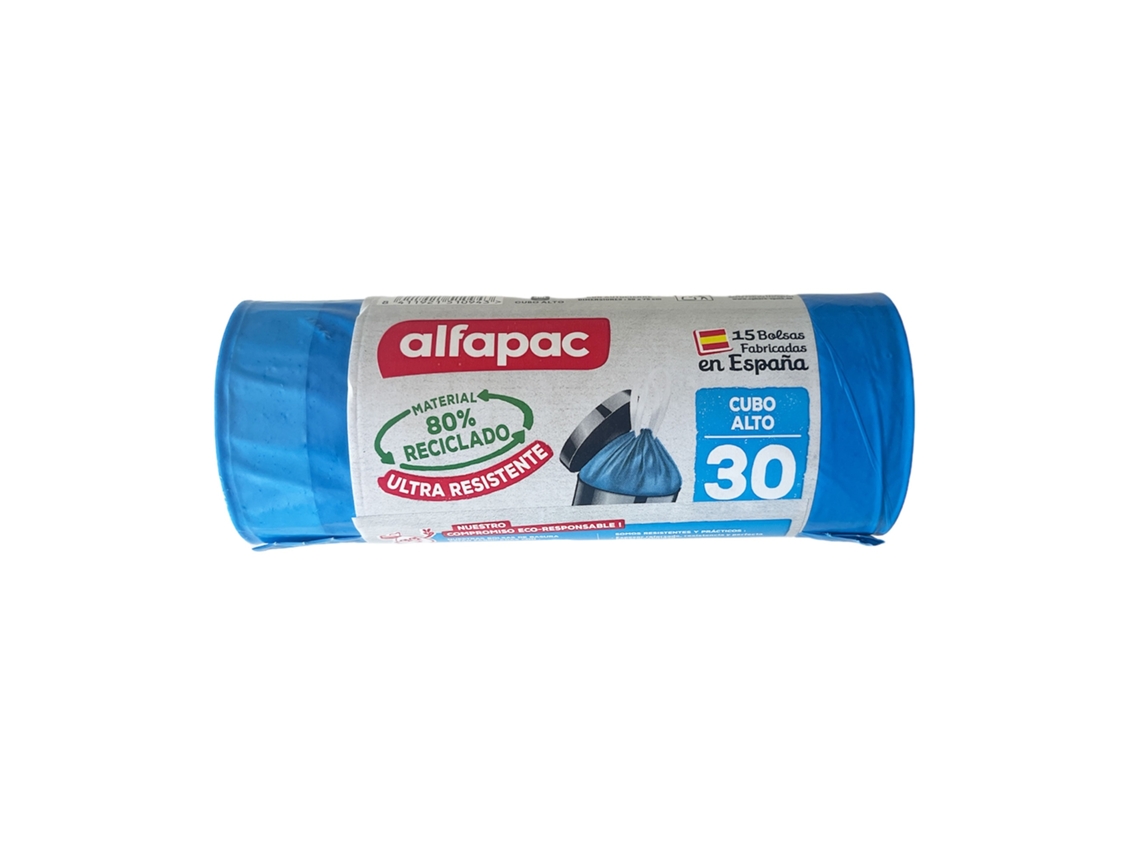 ALFAPAC Bolsas de basura 15u 'Cubo alto' 50x75cm 30L autocierre