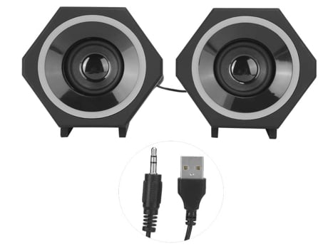 Mini altavoz de audio portátil Mini sonido Pc altavoz USB con cable subwoofer envolvente negro BISBISOUS