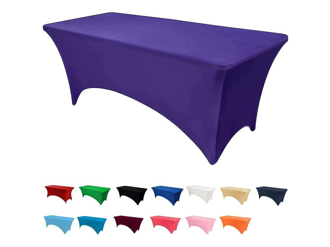 Rebe-manta Elástica Para Mesa Rectangular 6 Pies, Lavable, Antiarrugas Y Resistente A Manchas, Color Morado