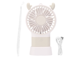Ventilador portátil con forma de ciervo, 3 velocidades, USB, blanco