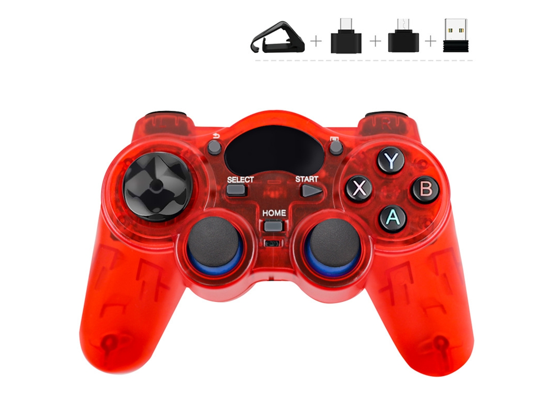 CUICH 2.7G Mando A Distancia Inalámbrico Con Joystick Adecuado Para Teléfonos Inteligentes, Tabletas Y Cajas De Tv Inteligentes, Rojo Transparente