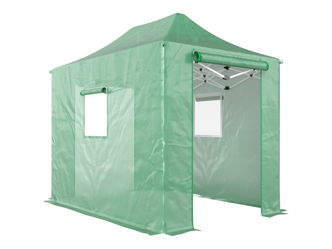 Invernadero Plegable Con Cubierta De Lona, 200x300x270cm, Techo Inclinado.