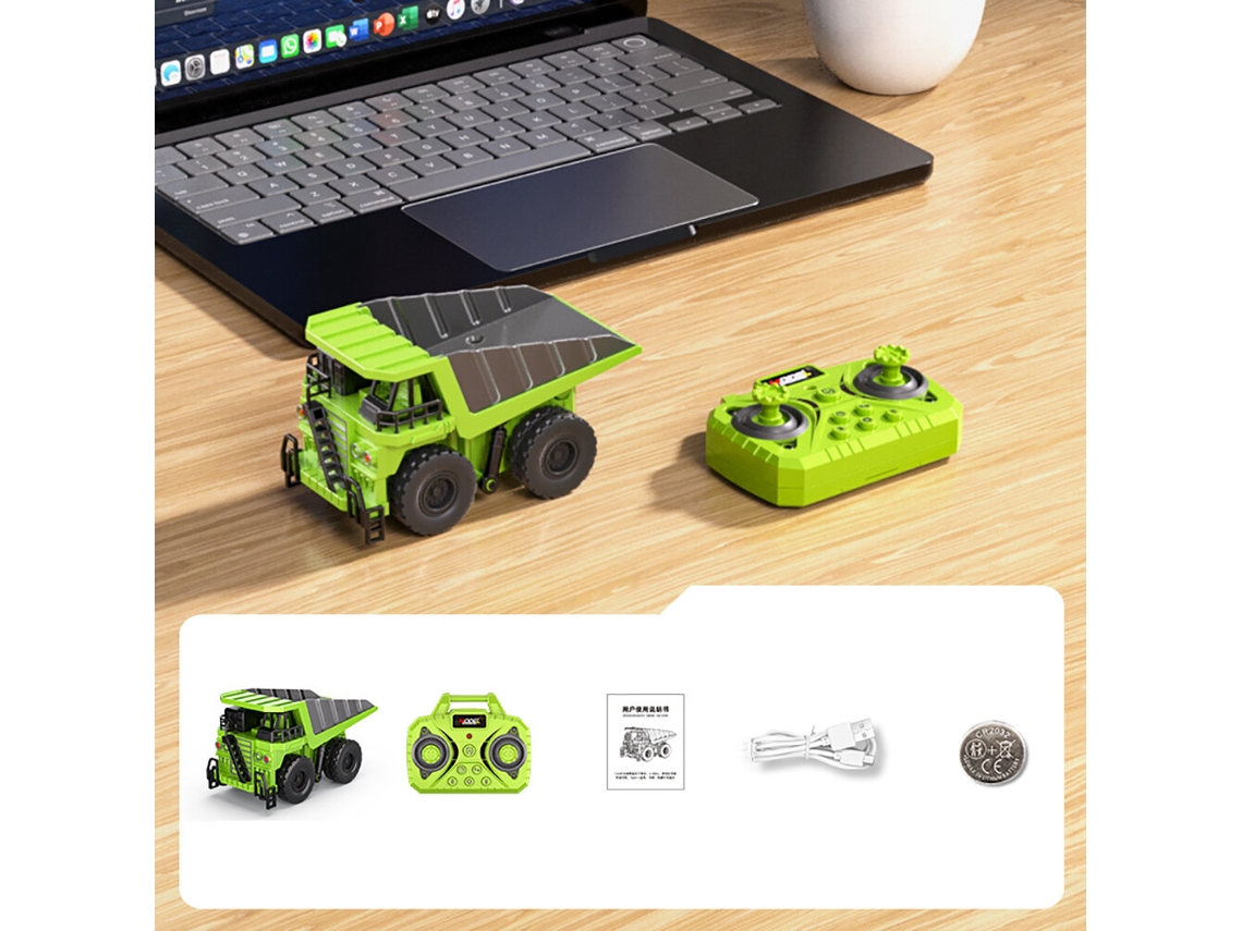Verdehj2025-3d Rtr 1/64 2.4g Mini Coche Rc Volquete App Ingeniería Escritorio Colección Regalo Niños