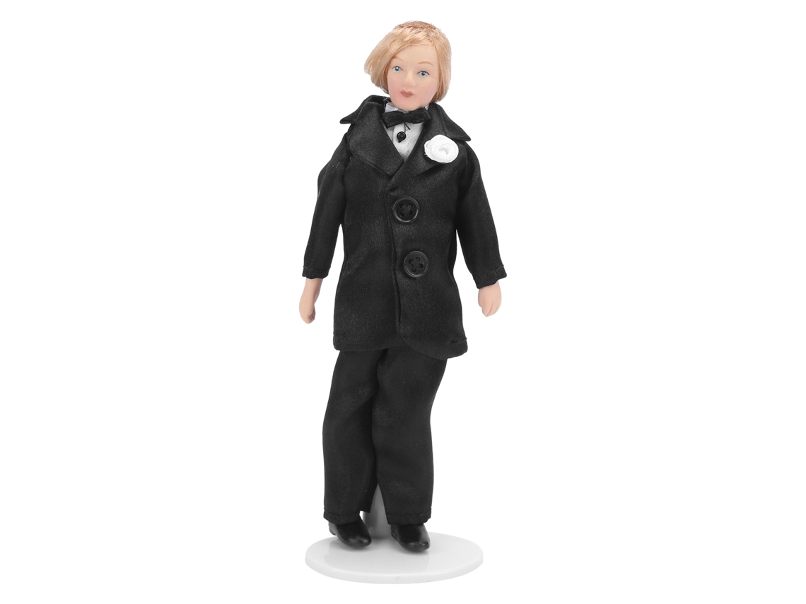 Ats-muñeco Novio De Porcelana Miniatsura Para Casa De Muñecas 1/12 Escala Accesorio De Decoración