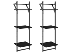 Maison Exclusive - Estantes De Pared 3 Niveles Con Barras 2 Uds Negro 30x25x100 Cm