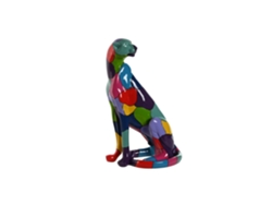 Estatueta de Pantera Multicolorida em Resina, 25x18x41cm ALEXANDRA HOUSE LIVING