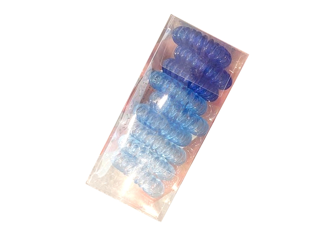 Gomas Elásticas Para El Cabello En Espiral, Cable De Celular En Espiral, Cómodas Para Niñas, Azul Degradado