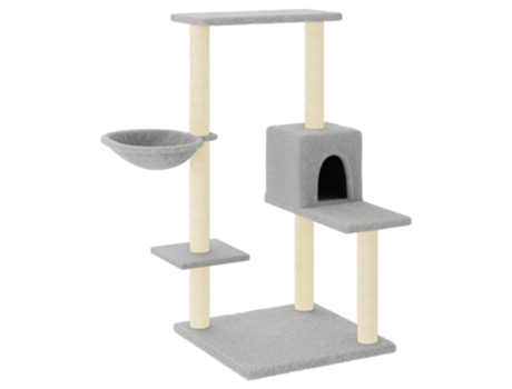 Rascador para gatos con postes de sisal gris claro VIDAXL (95 cm)