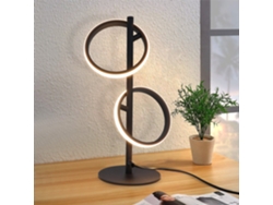 Lámpara de mesa LED negra para salón, moderna, con forma de anillo, giratoria Zmh