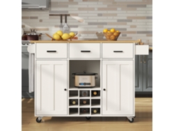 Carrito de cocina con bandeja, toallero, especiero y divisores ajustables, color blanco