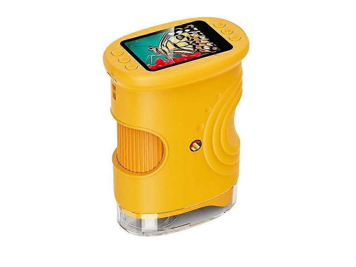 Microscopio digital IPS portátil de 2 pulgadas para niños, con enfoque manual e iluminación.