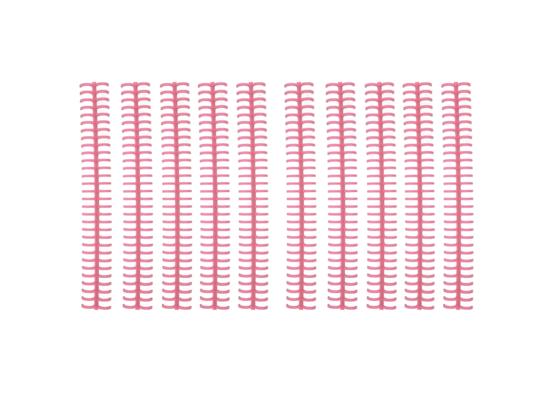 10 Púas De Plástico Para Encuadernación, 30 Agujeros, 13 Mm, Color Rosa, Para Hojas Sueltas.