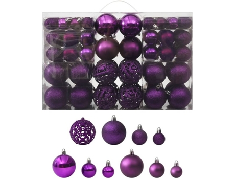 vidaXL Juego de bolas de Navidad 100 piezas morado