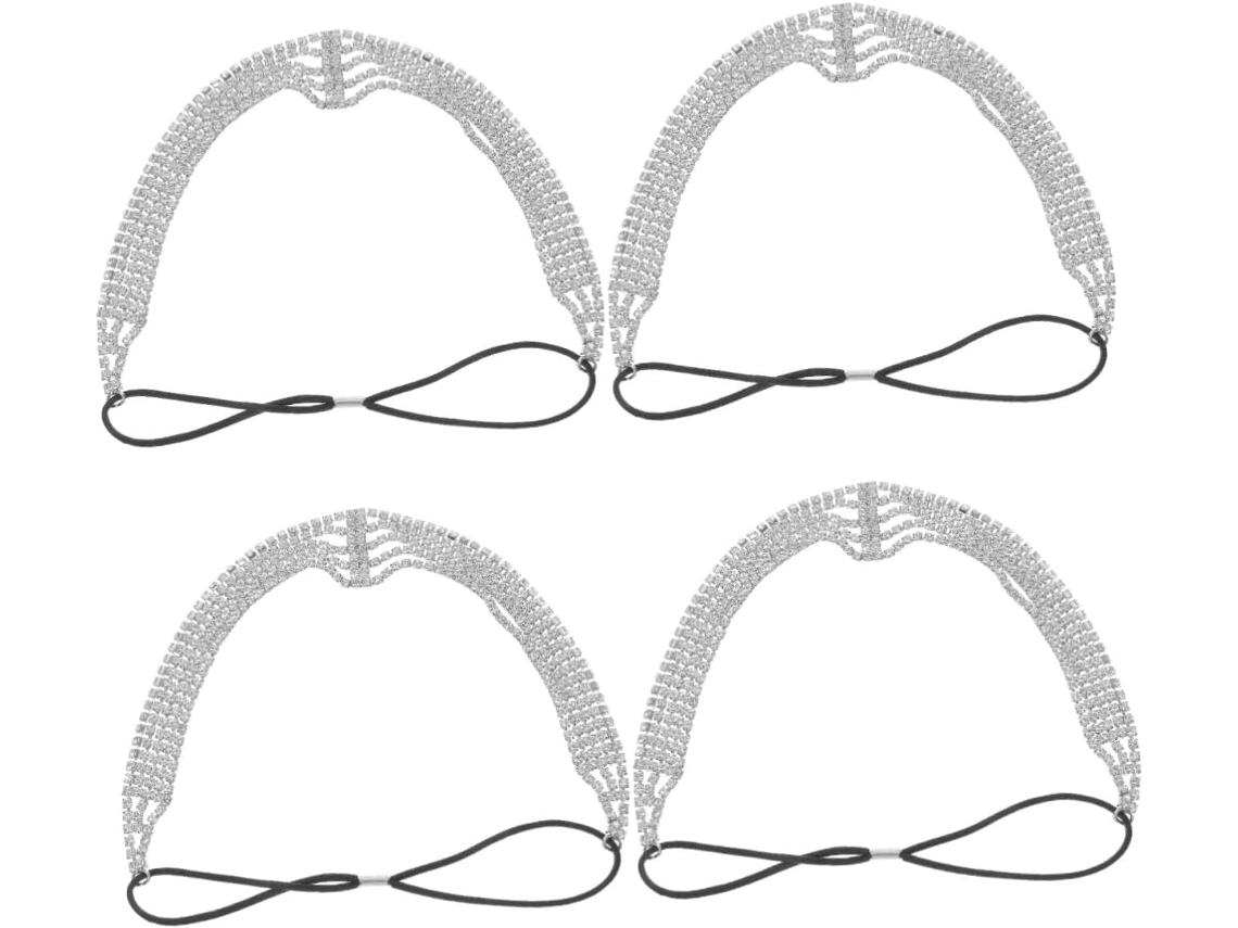 Conjunto De 4 Elegantes Diademas Elásticas Para Novias, Adornadas Con Joyas, Ideales Para Bodas, Fiestas Y Eventos.