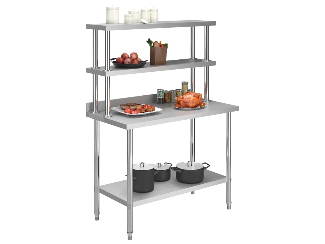 Mesa de trabajo de cocina con estante de acero inoxidable MAISON EXCLUSIVE (120 x 60 x 150 cm)