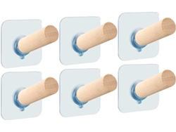 Ganchos Adhesivos Madera Pared Requieren Taladro Juego 6 Largos Abrigos Sombreros Fijación Resistente Puertas