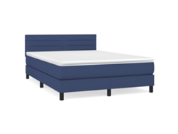 Maison Exclusive - Cama Box Spring Con Colchón Tela Azul 140x200 Cm