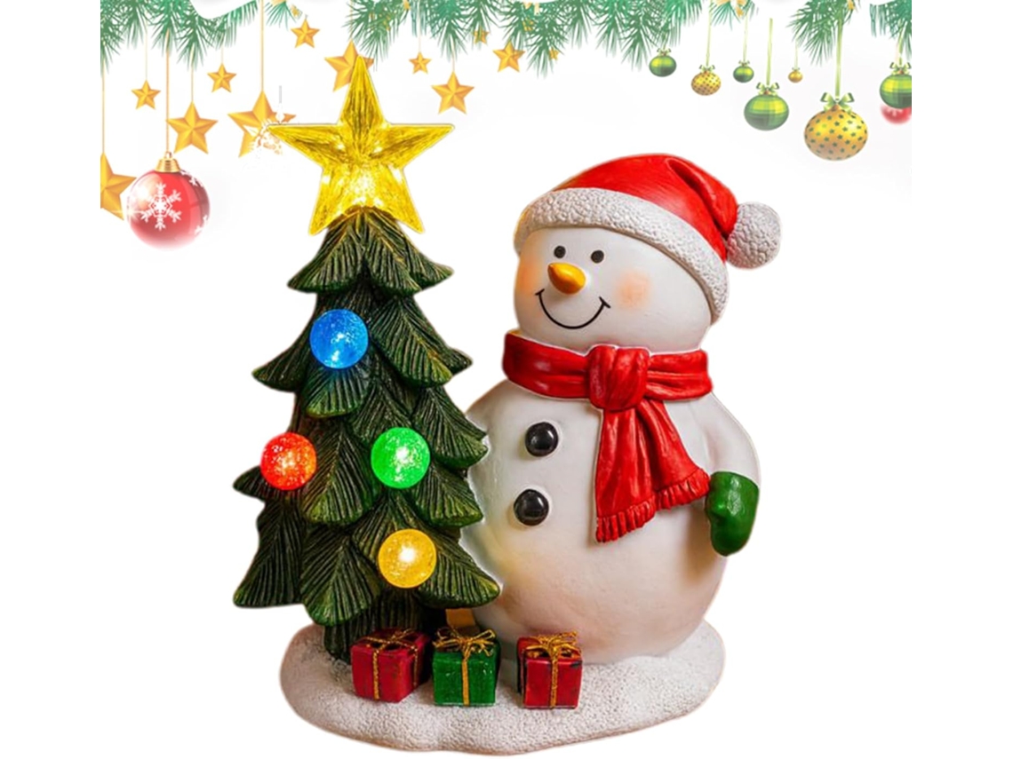 Figuras Navide As Rbol De Navidad Iluminado Y Escultura Mu Eco Nieve Mesa Para Las Fiestas Oficina Estanter A Mesita