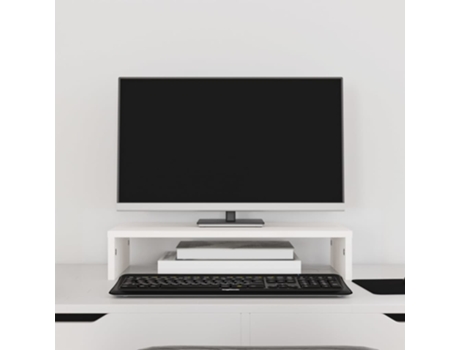vidaXL Soporte de monitor madera maciza de pino blanco 50x27x10 cm