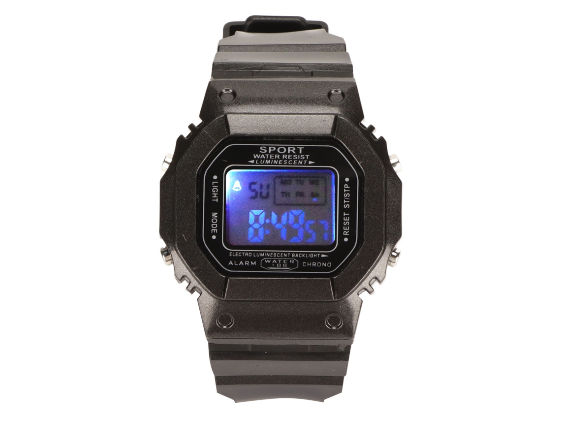 Reloj Electrónico Digital Con Luz, Resistente Al Agua, Reloj Deportivo Informal Para Hombres, Mujeres Y Estudiantes, Negro.